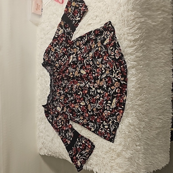 Faded Glory floral peasant boho top with bell sleeves size large - Picture 6 of 14